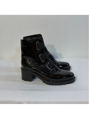 Bos & Co Indie Elasticated Boots Women’s EU Size 42 US 11 Black Patent Side Zip